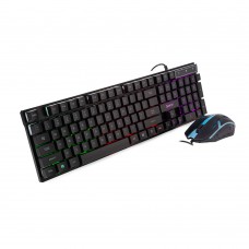 Set Tastatura si mouse gaming iluminata RGB rainbow cu fir 